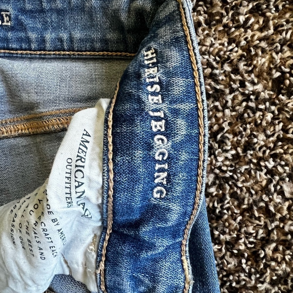 American Eagle Blue Jeggings Distressed Slim Fit - Picture 4 of 7